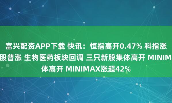富兴配资APP下载 快讯：恒指高开0.47% 科指涨0.38% 石油股普涨 生物医药板块回调 三只新股集体高开 MINIMAX涨超42%