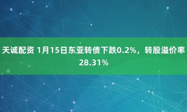 天诚配资 1月15日东亚转债下跌0.2%，转股溢价率28.31%